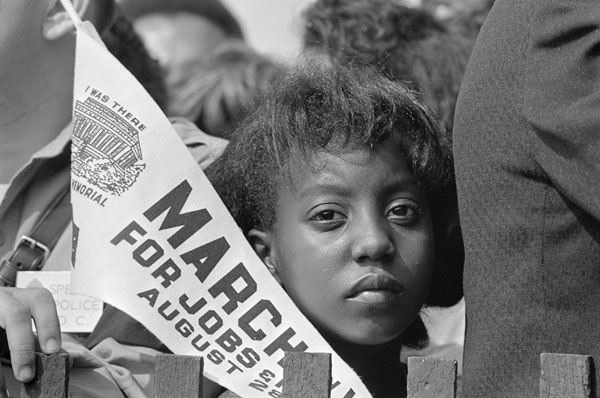 A young civil rights demonstrator at the March on Washington for Jobs and Freedom 