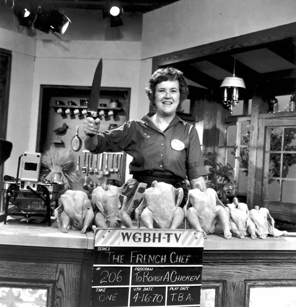 Julia Child on the set of "The French Chef" in 1970 (Tribune File photo, Alone, Chef 90th Birthday Anniversary, Television, Show, Cooking Program)